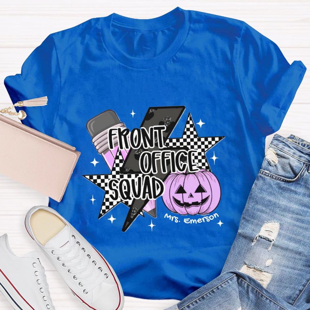 Personalized Name Front Office Squad Halloween Pumpkin Pattern T-Shirt