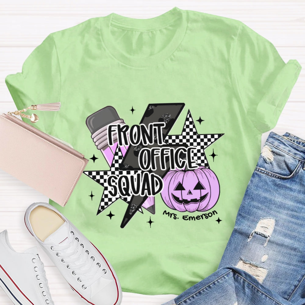 Personalized Name Front Office Squad Halloween Pumpkin Pattern T-Shirt