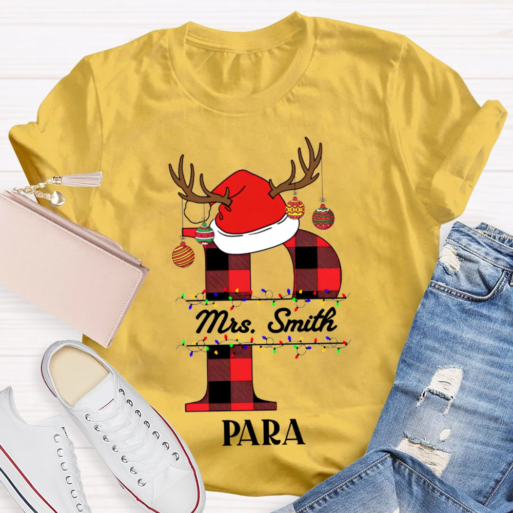Personalized Name P Is For Para Santa Hat T-shirt
