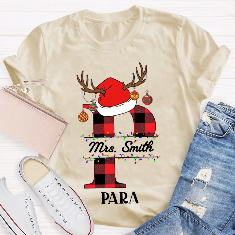 Personalized Name P Is For Para Santa Hat T-shirt
