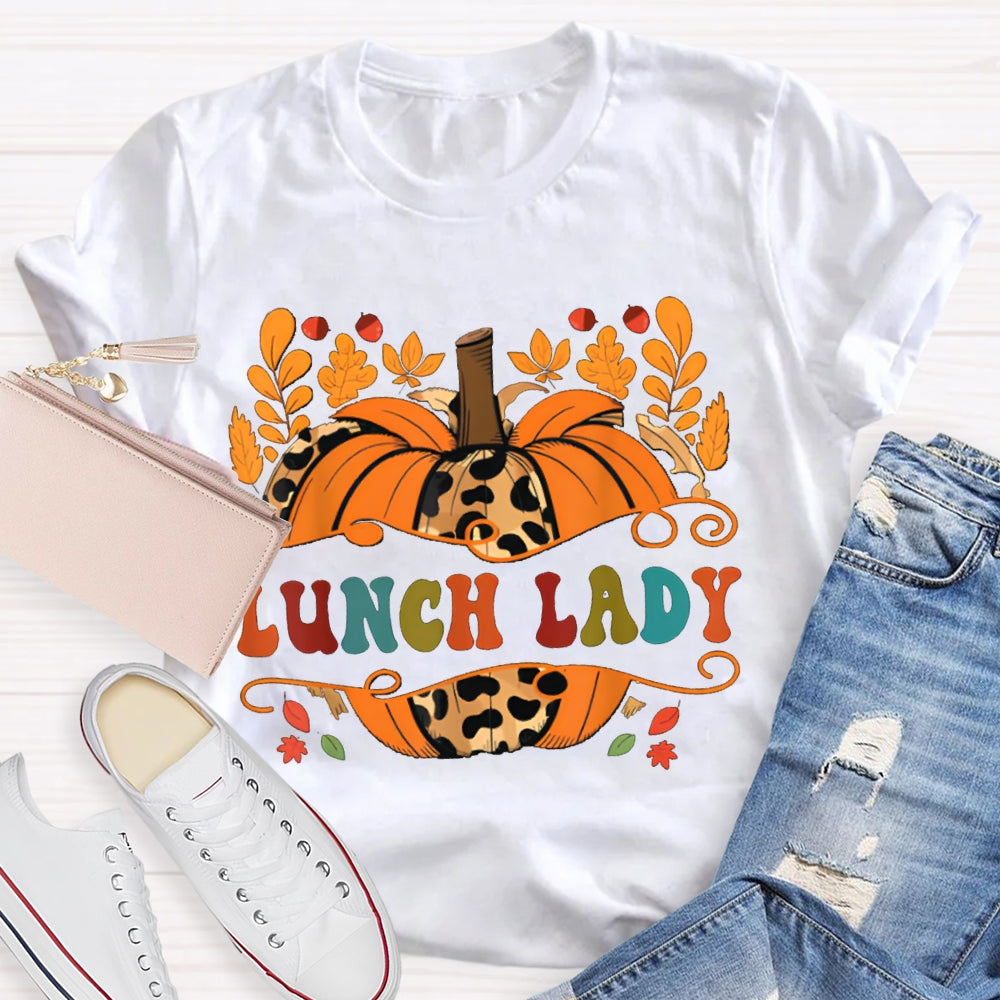 Lunch Lady Pumpkin And Colorful Font Halloween T-shirt