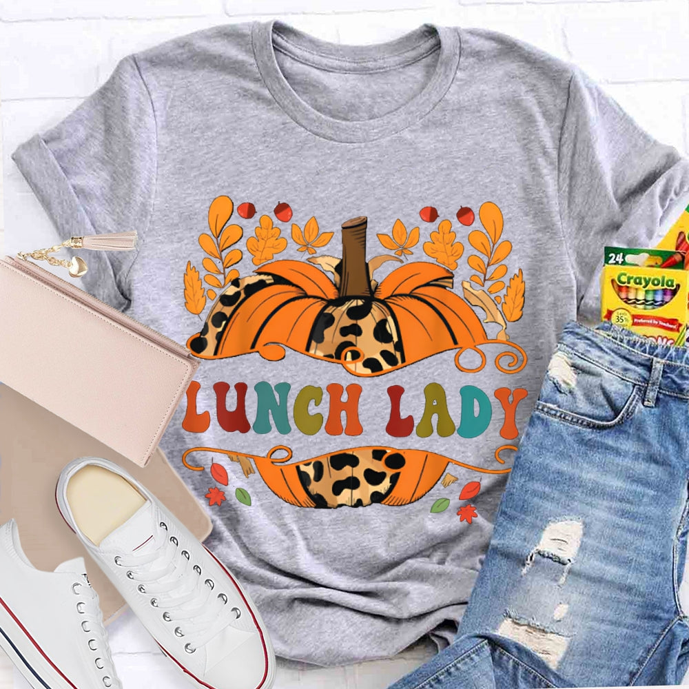 Lunch Lady Pumpkin And Colorful Font Halloween T-shirt