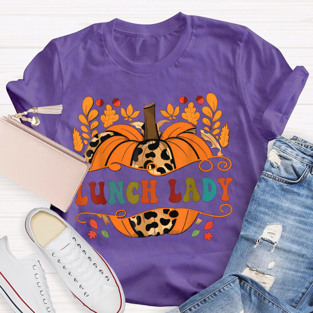 Lunch Lady Pumpkin And Colorful Font Halloween T-shirt