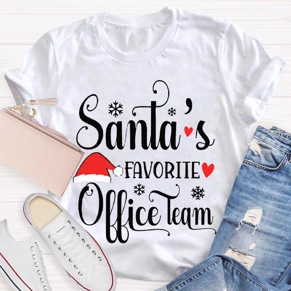 Santa'S Favorite Office Team Santa Hat T-shirt