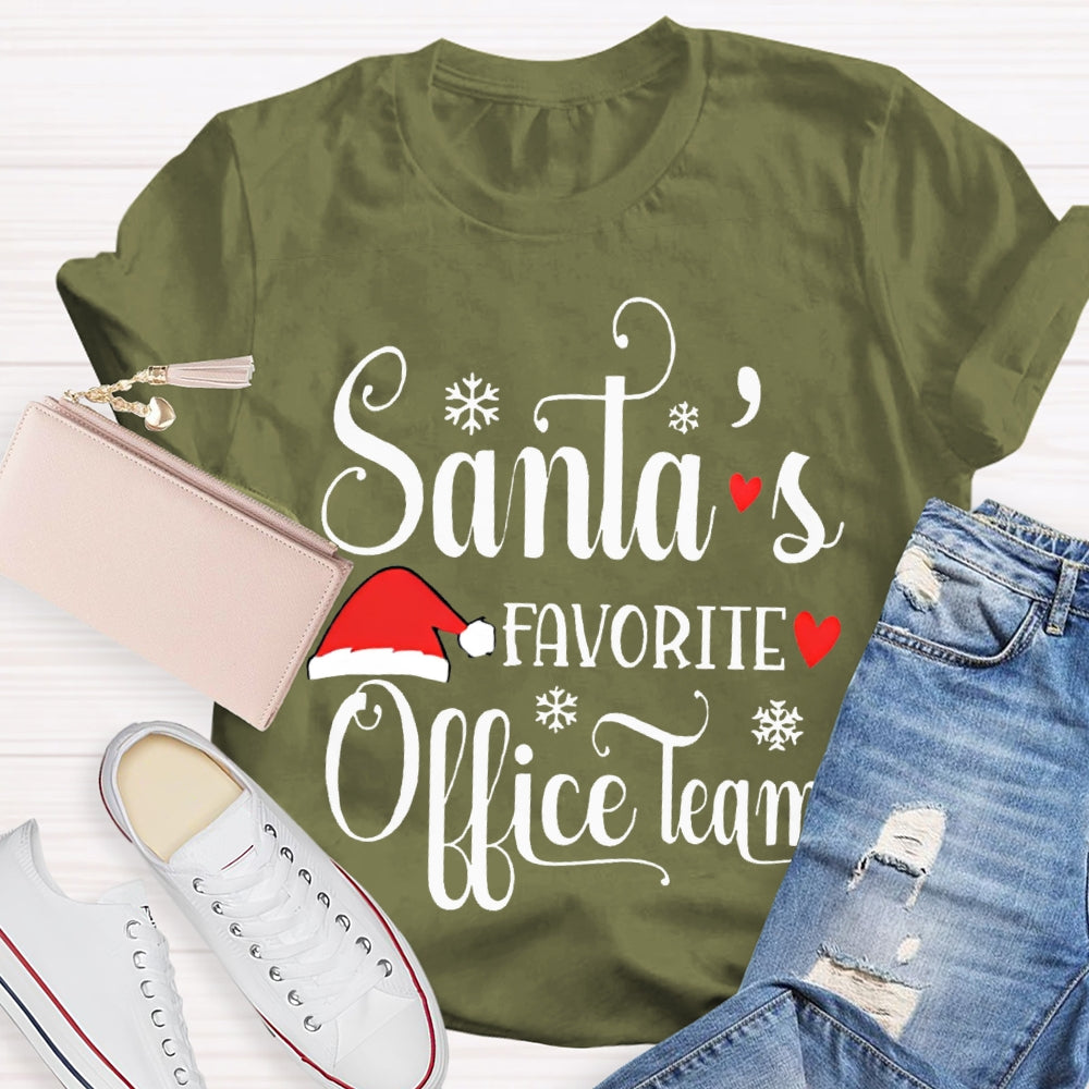 Santa'S Favorite Office Team Santa Hat T-shirt
