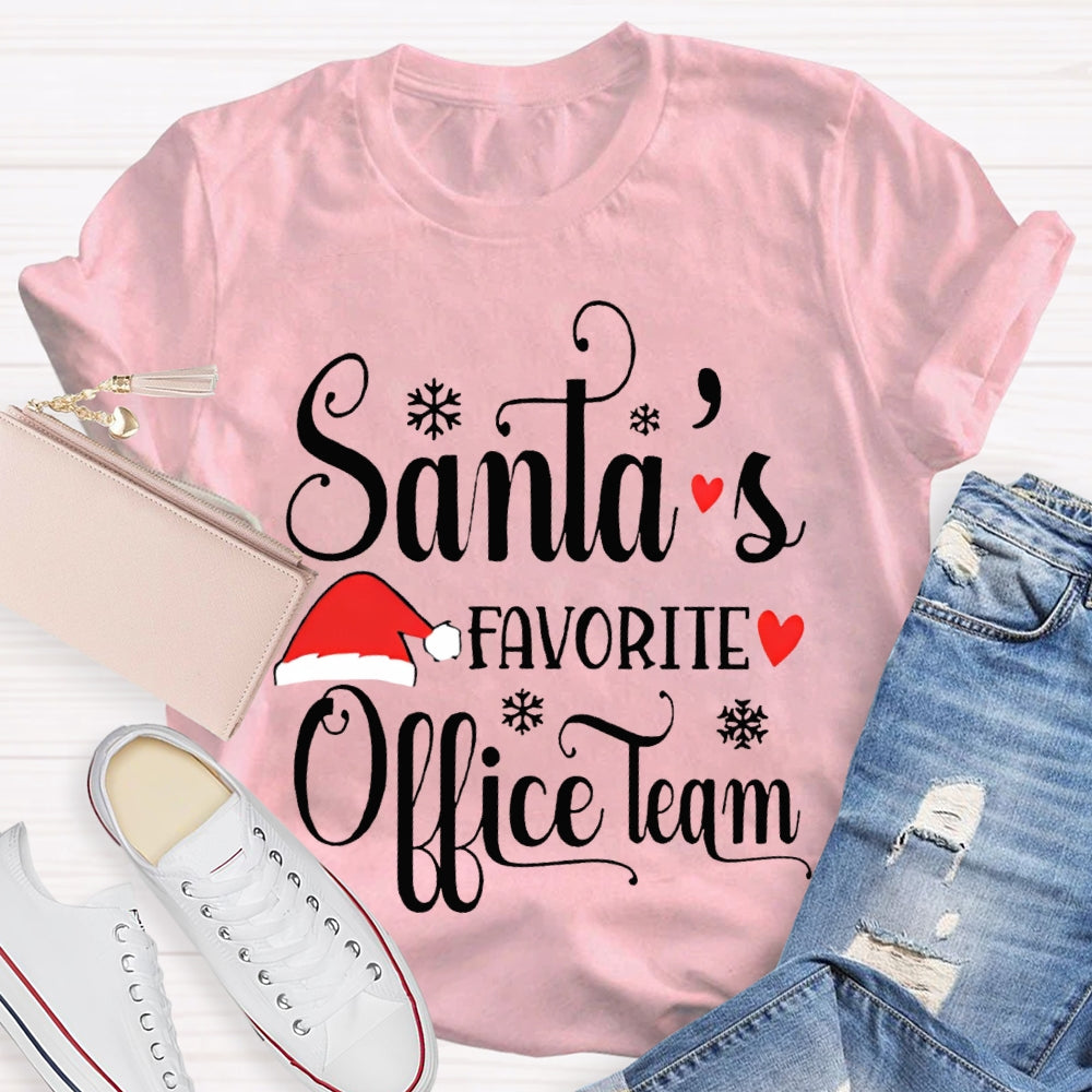 Santa'S Favorite Office Team Santa Hat T-shirt