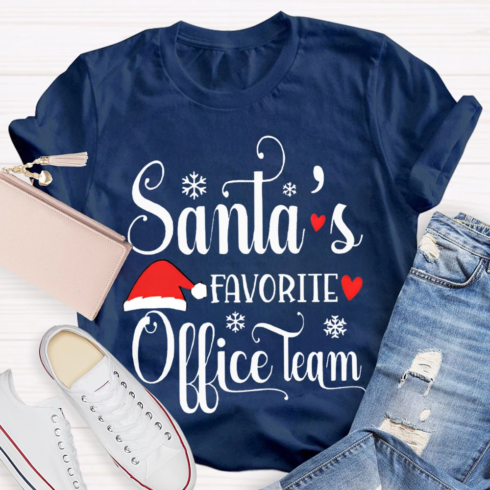 Santa'S Favorite Office Team Santa Hat T-shirt