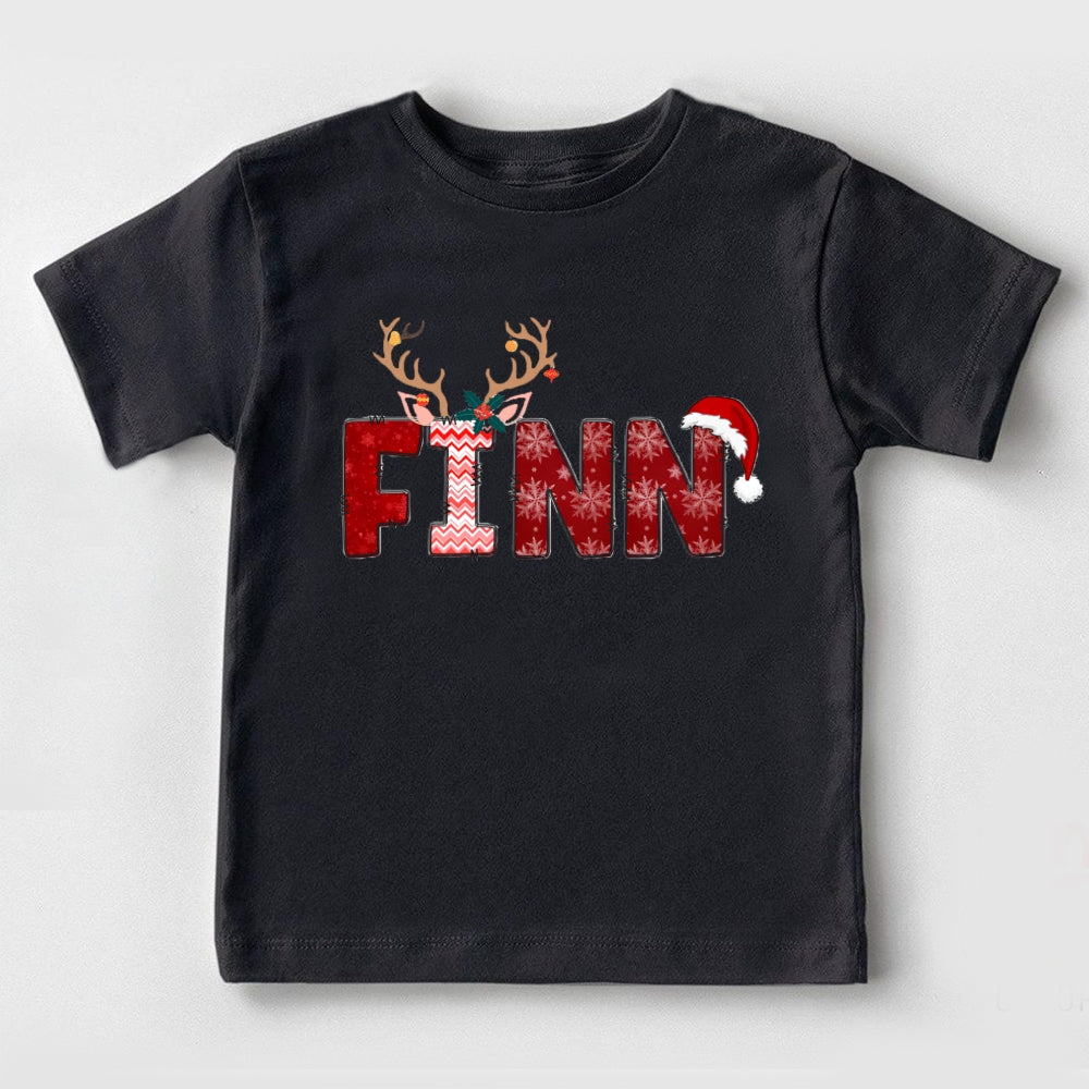 Personalized Name Snowflakes Antlers Christmas Toddler T-shirts