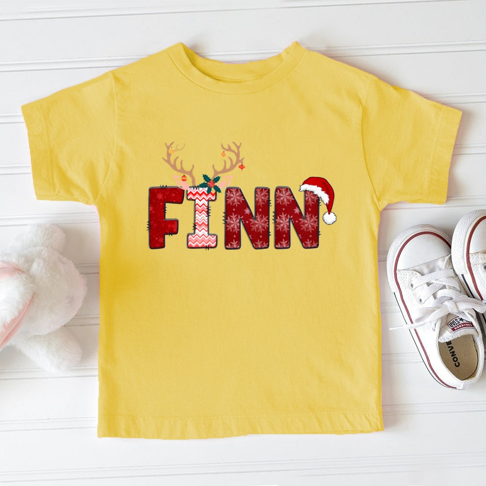 Personalized Name Snowflakes Antlers Christmas Toddler T-shirts