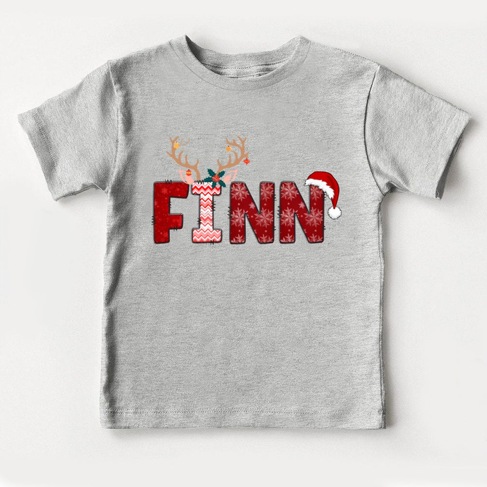 Personalized Name Snowflakes Antlers Christmas Toddler T-shirts