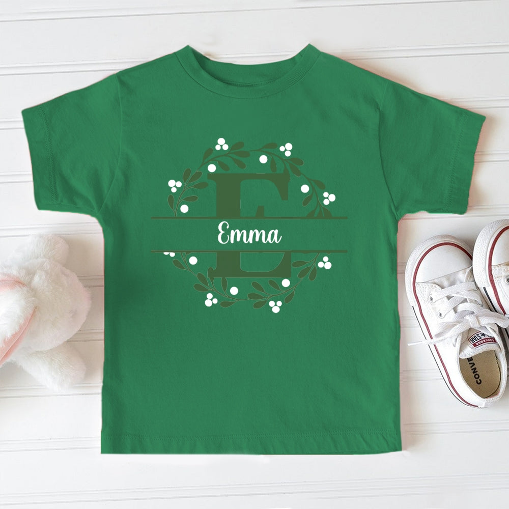 Personalized Name Christmas Wreath Toddler T-shirts