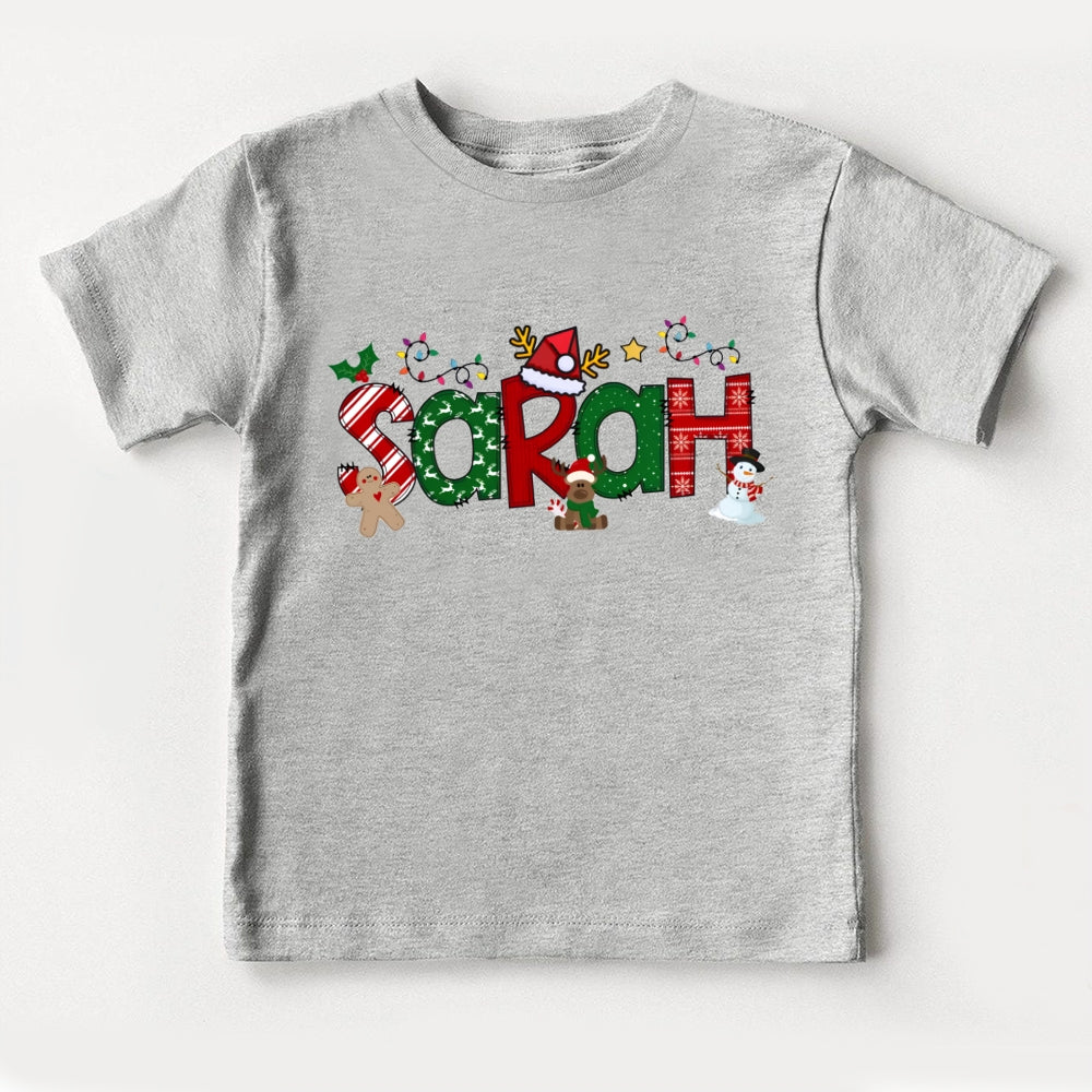 Personalized Name Christmas Snowman Letters Toddler T-shirts