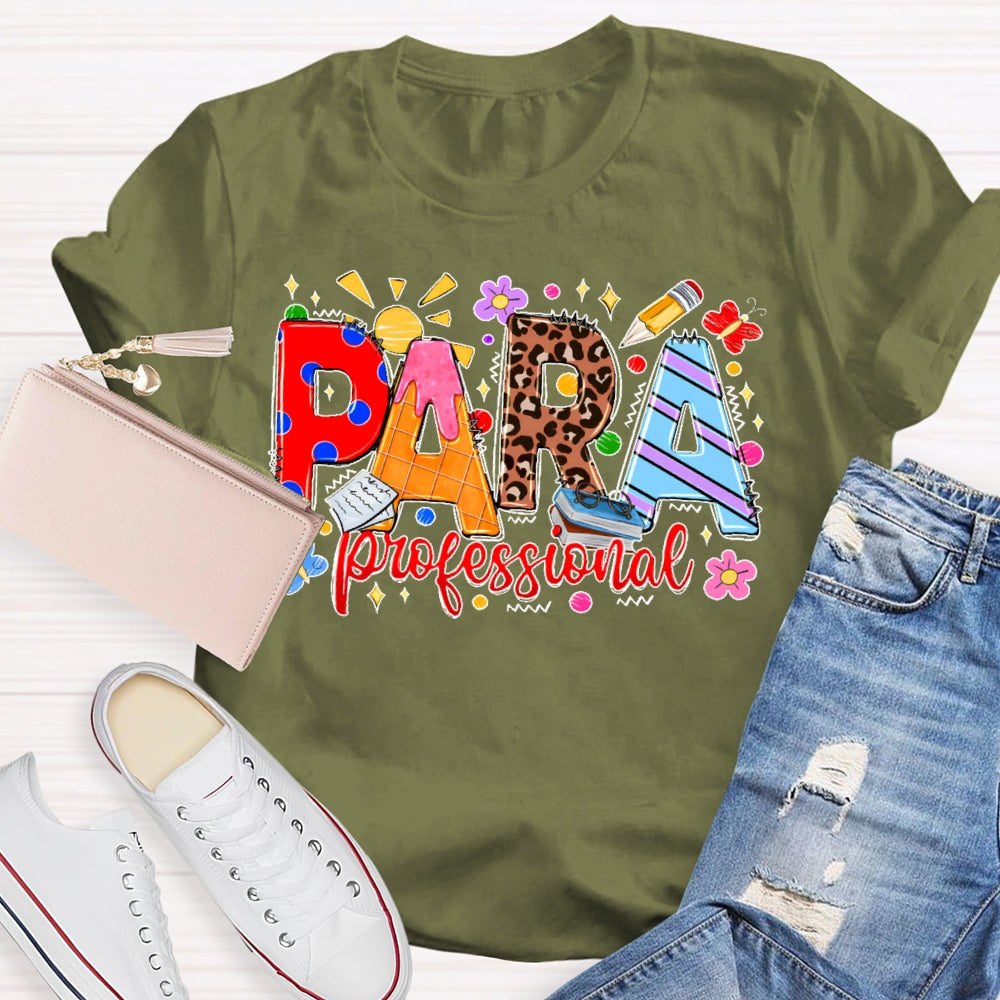 Para Colorful Leopard Print Letters T-shirt