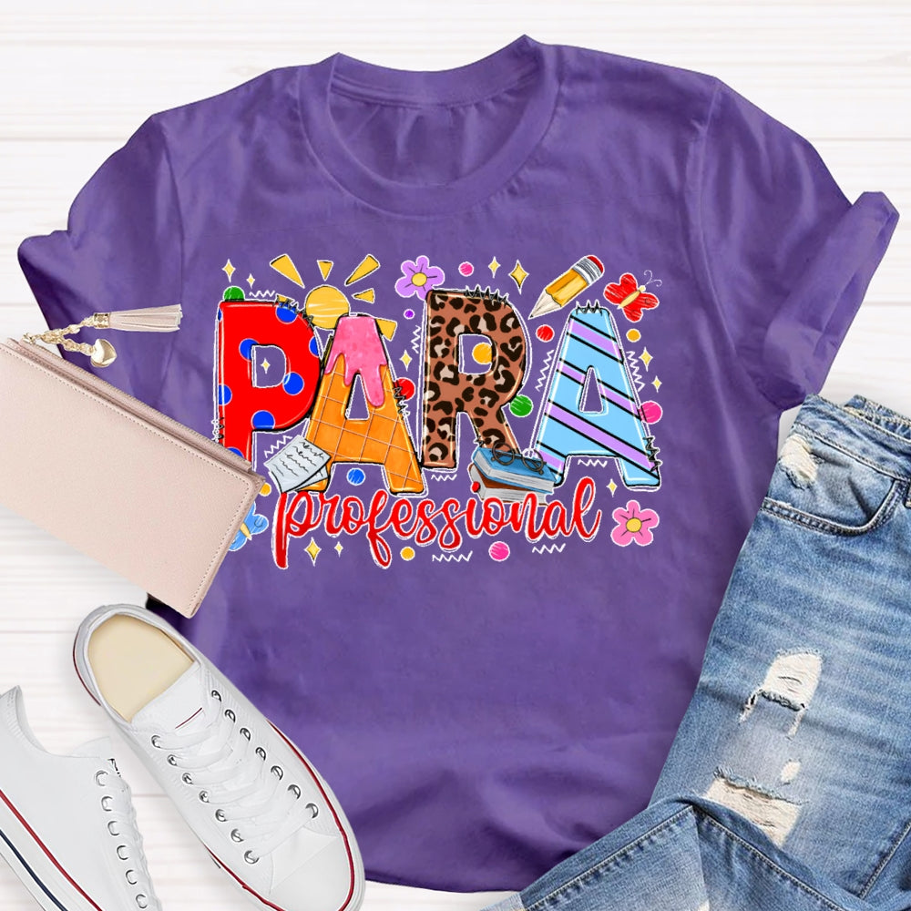 Para Colorful Leopard Print Letters T-shirt