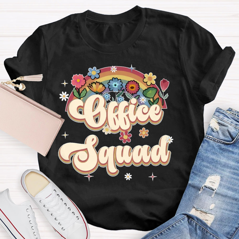 Office Squad Rainbow Flowers T-shirt