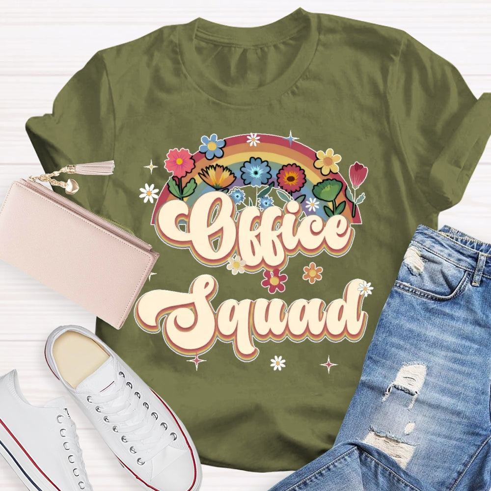 Office Squad Rainbow Flowers T-shirt