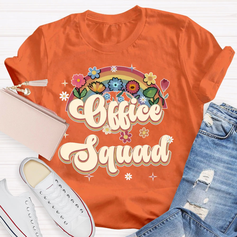 Office Squad Rainbow Flowers T-shirt