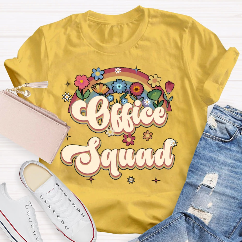 Office Squad Rainbow Flowers T-shirt