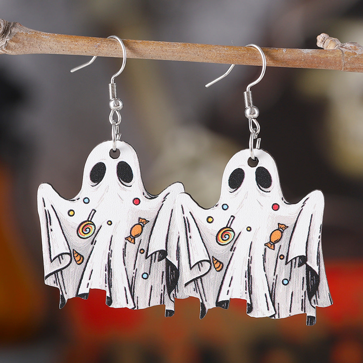 Ghost Face Pumpkin Candy Drop Earrings