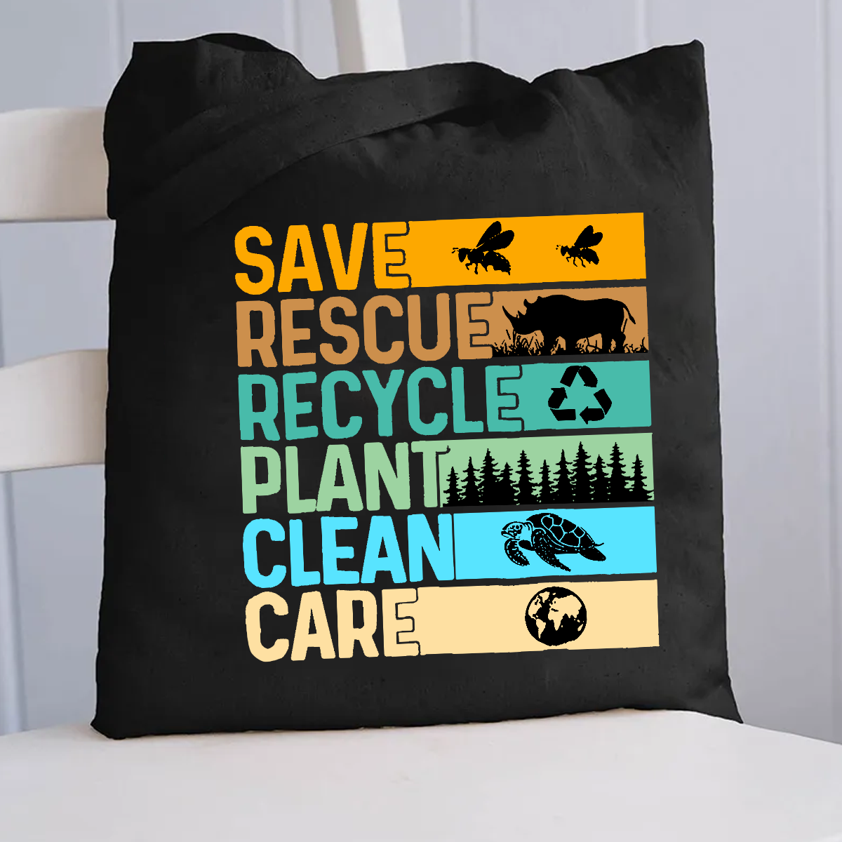 Save Rescue Recycle Plant Clean Care Canvas Tote Bag