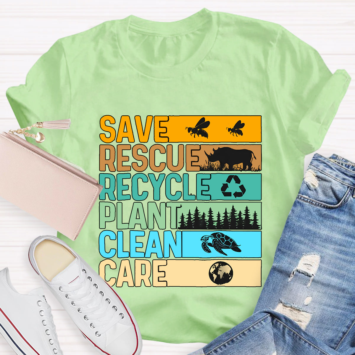 Save Rescue Recycle Plant Clean Care T-Shirt