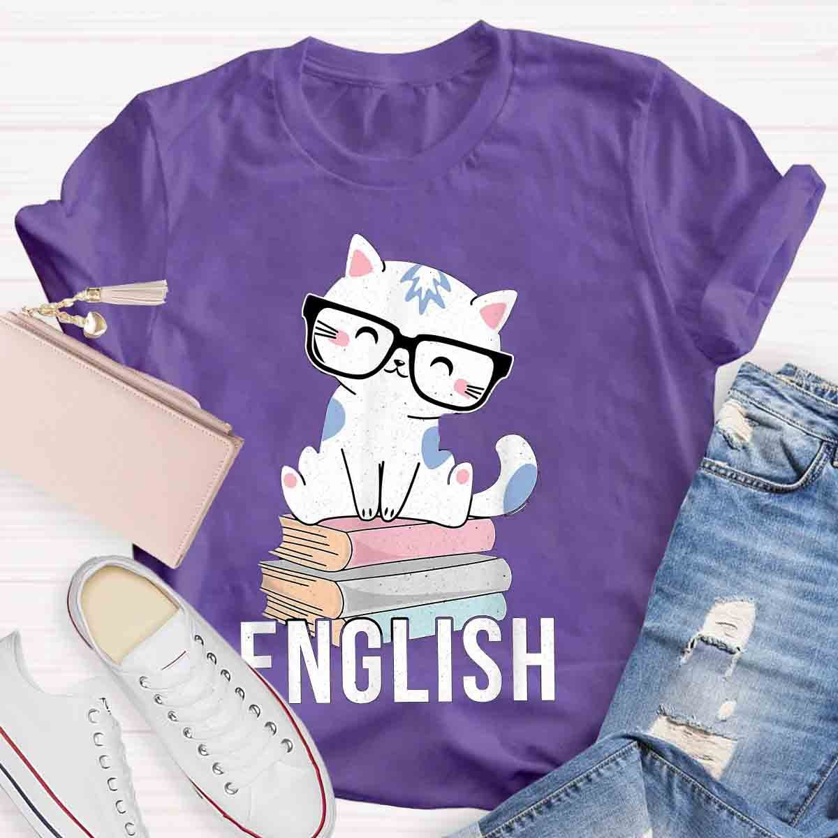 Cat Book English Teacher T-Shirt