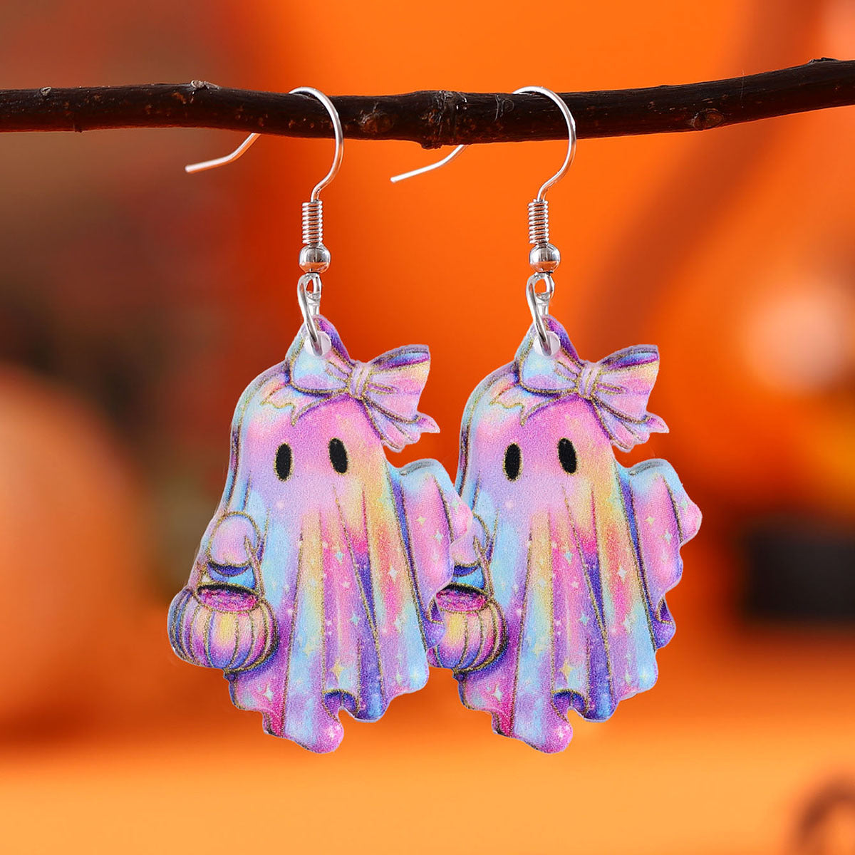 Colorful Bow Ghost Drop Earrings
