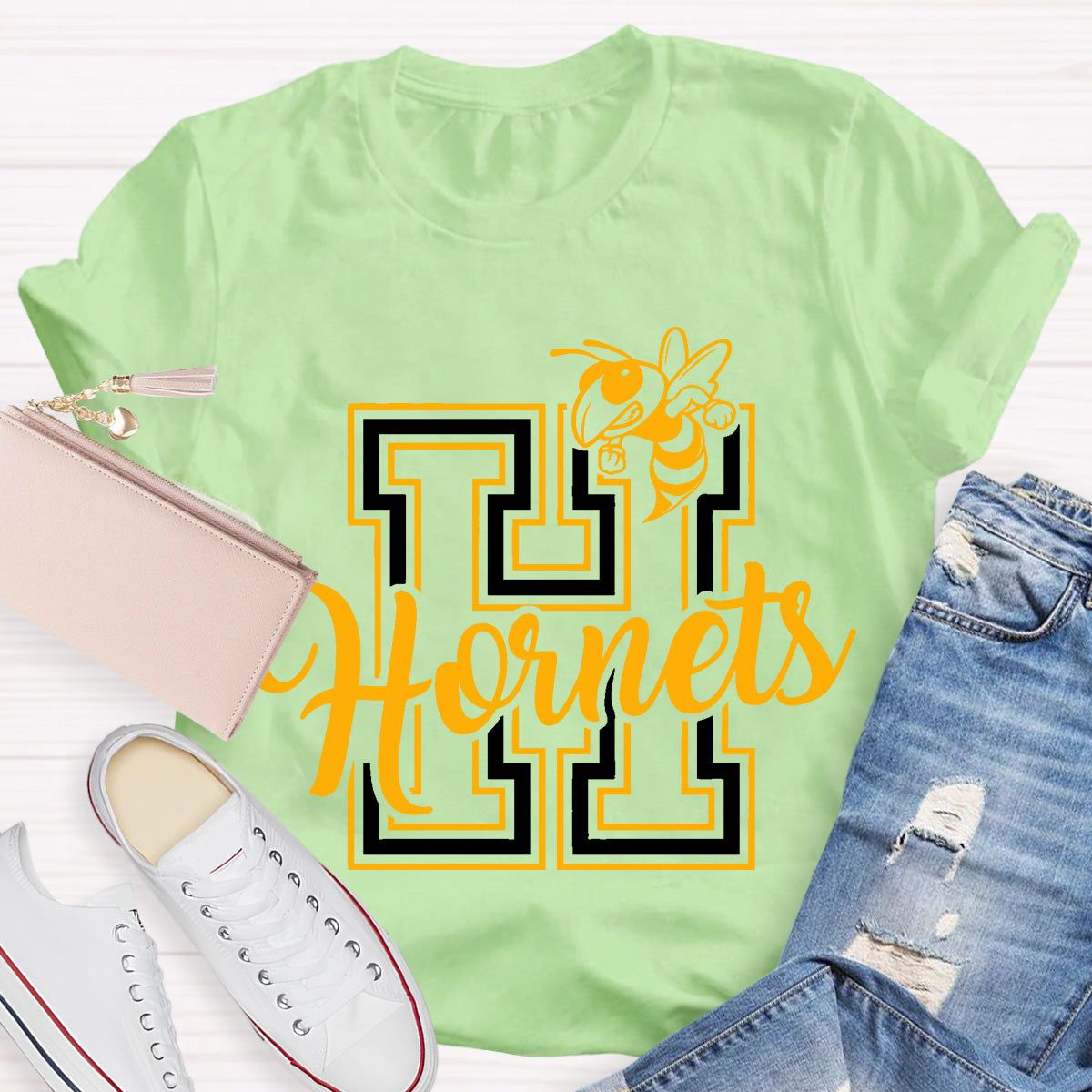 Personalized School Mascot Hornets Teacher T-Shirt