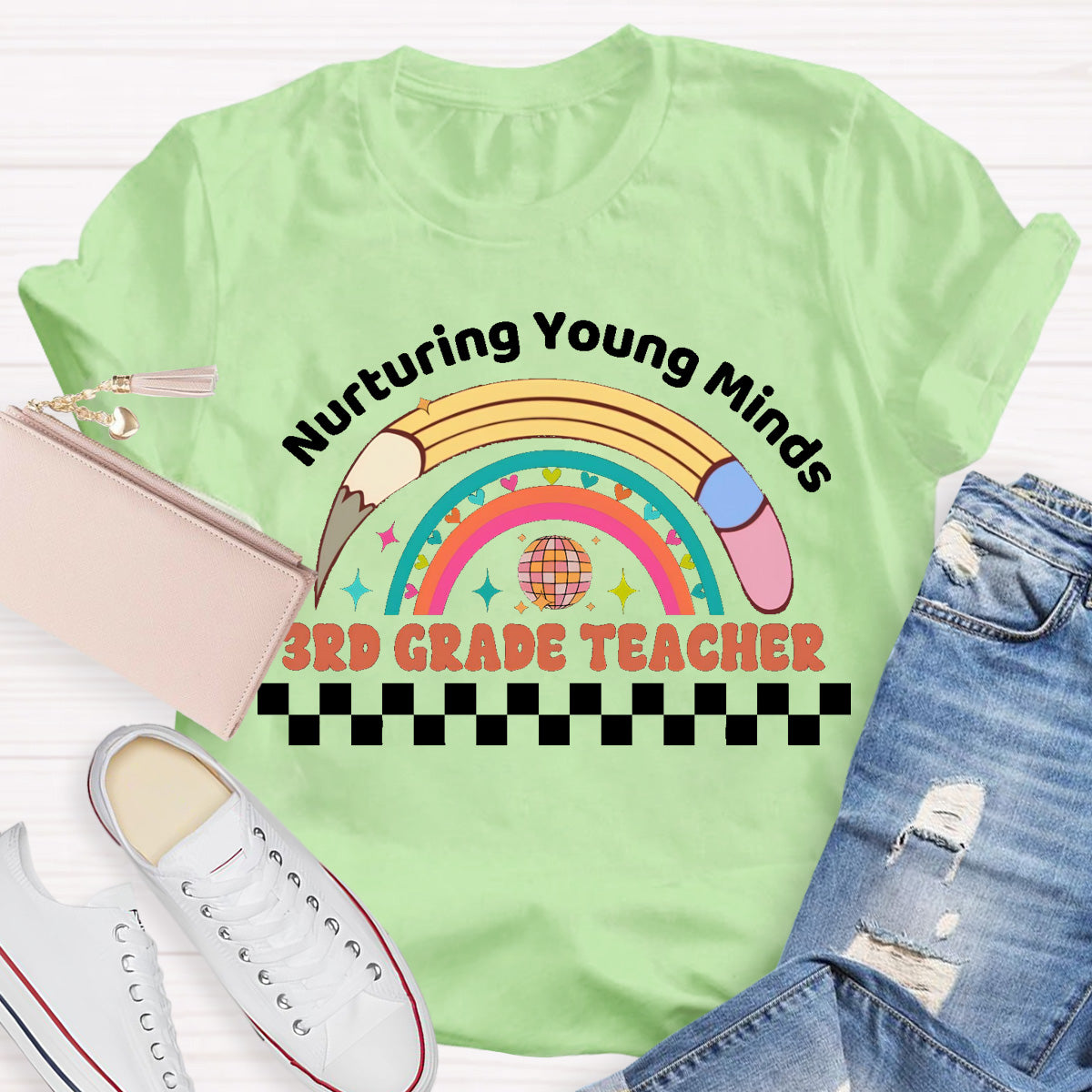 Personalized Grade Nurturing Young Minds Teacher T-Shirt