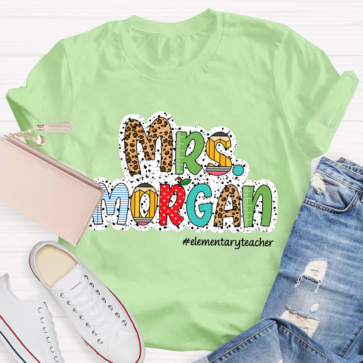 Personalized Name Elementary Teacher T-Shirt