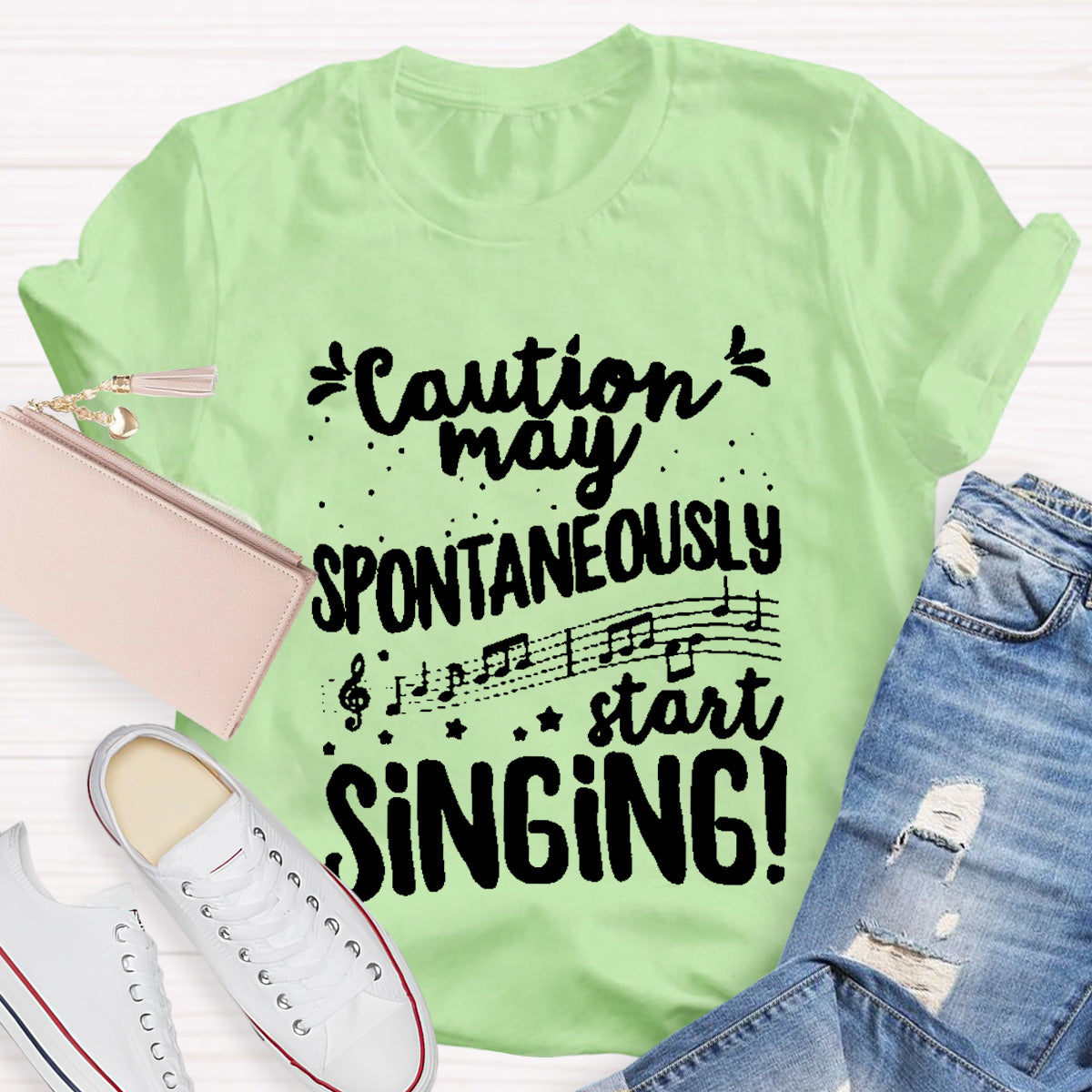 Caution May Spontaneously Start Singing Teacher T-Shirt