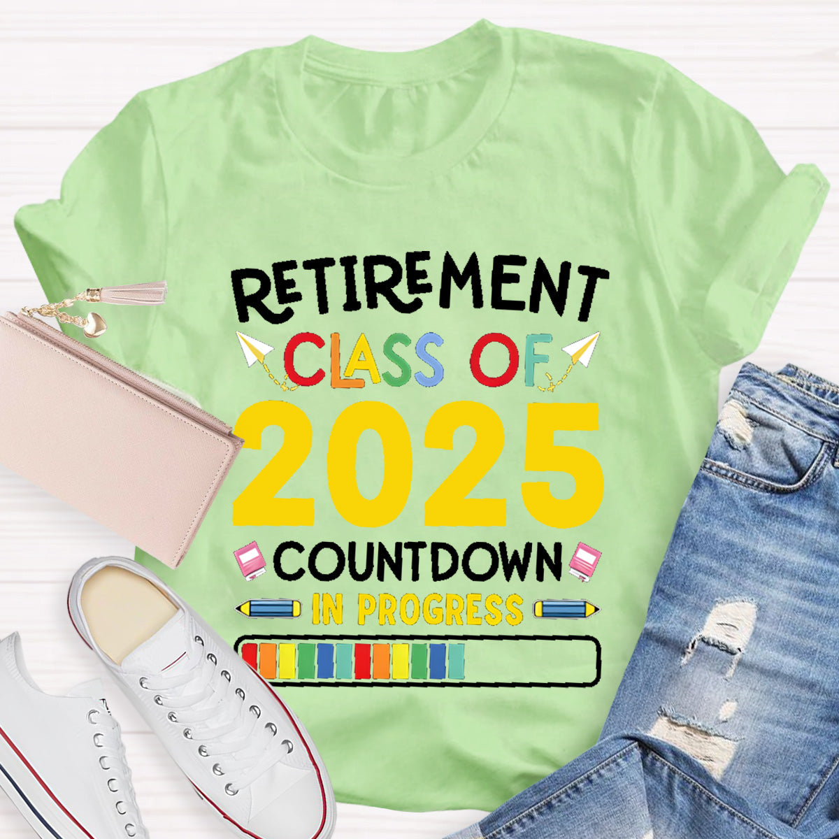 Personalized Retirement Year Class Countdown In Progress Teacher T-Shirt