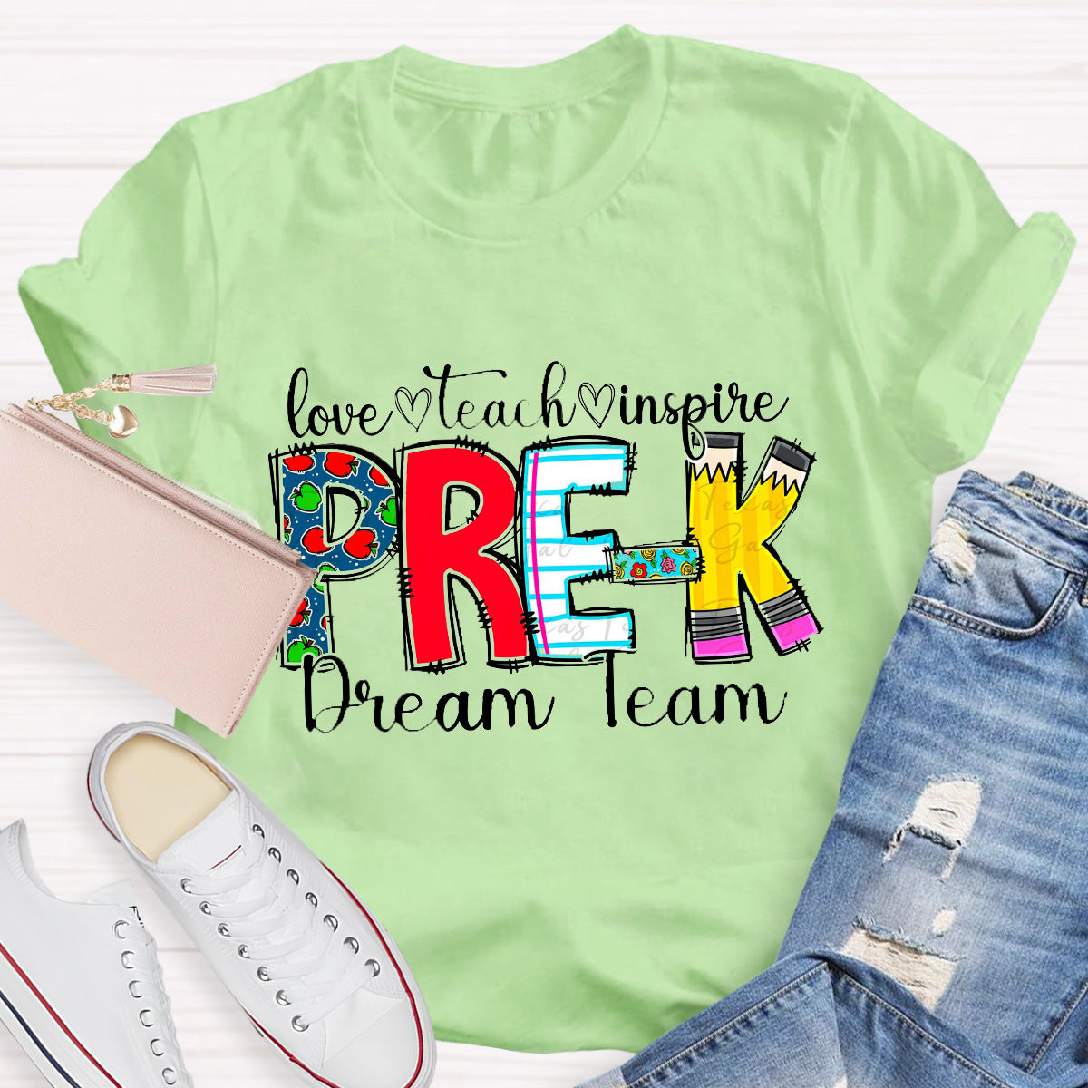 Personalized Grade Dream Team Love Teach Inspire Dream Team Teacher T-Shirt