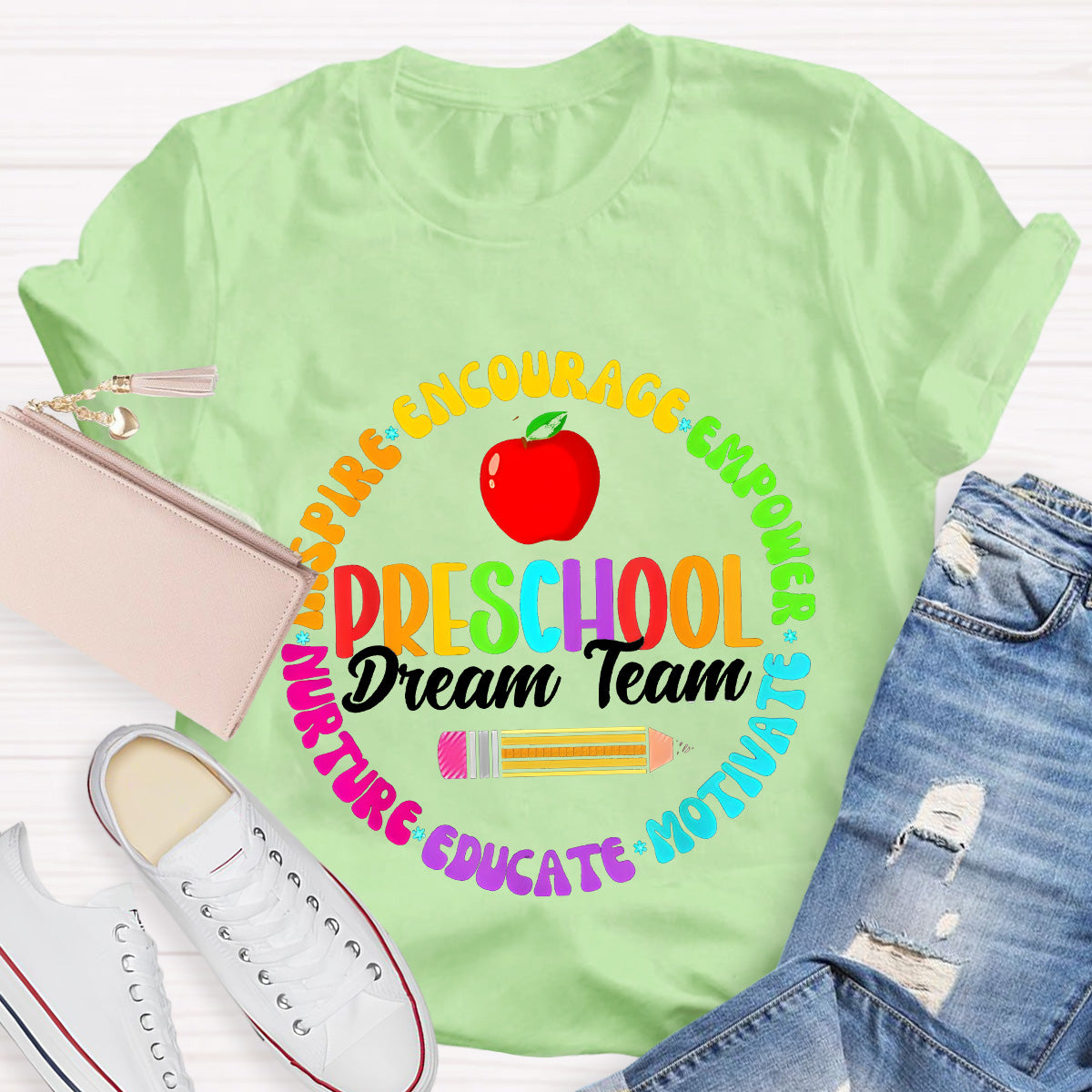 Personalized Grade Preschool Dream School Apple Teacher T-Shirt