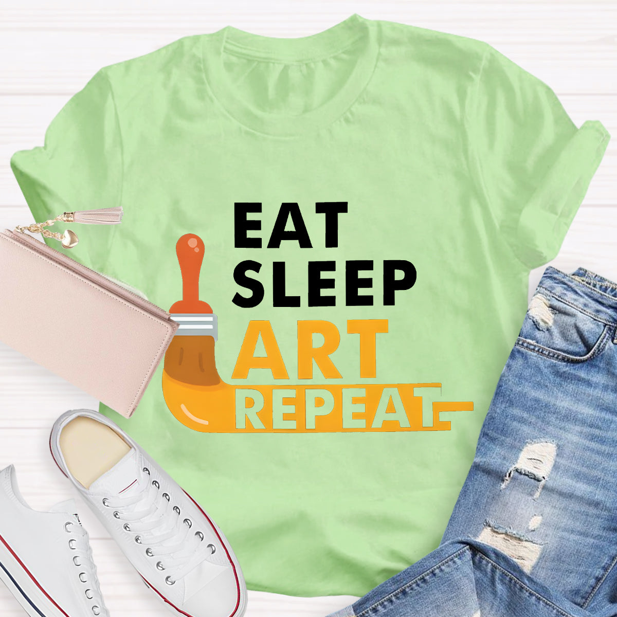 Eat Sleep Art Repeat Teacher T-Shirt