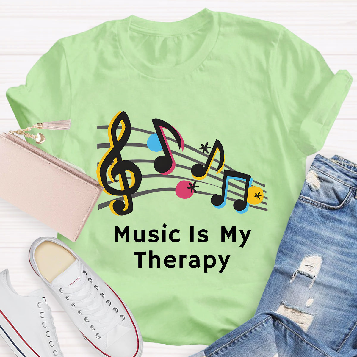Music Is My Therapy Teacher T-Shirt