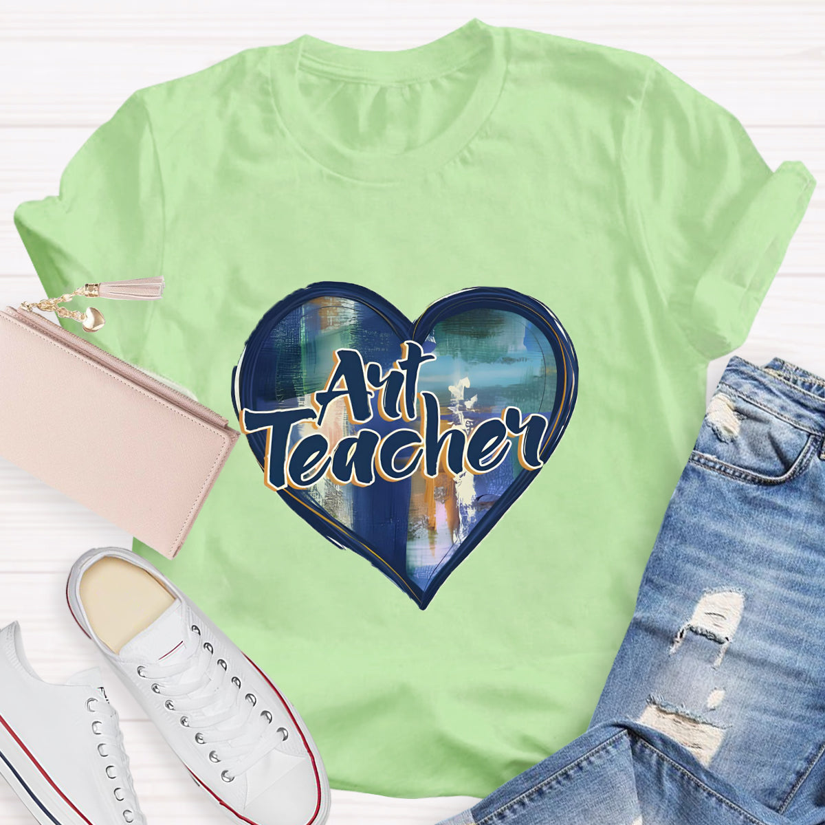 Printing Art Teacher Heart T-Shirt