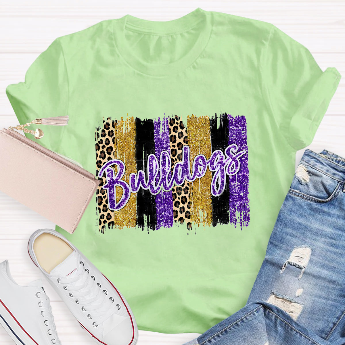 Personalized Mascot Leopard Print Teacher T-Shirt