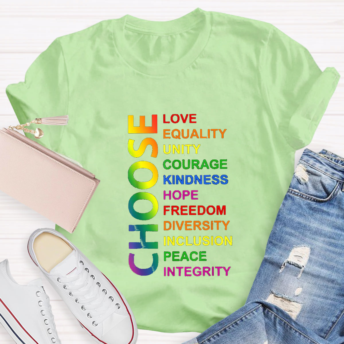 Choose Love Equality Unity Teacher T-Shirt