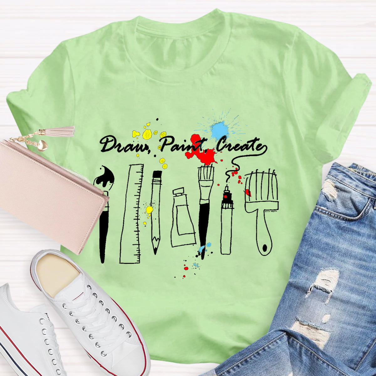 Draw Paint Create Art Teacher T-Shirt