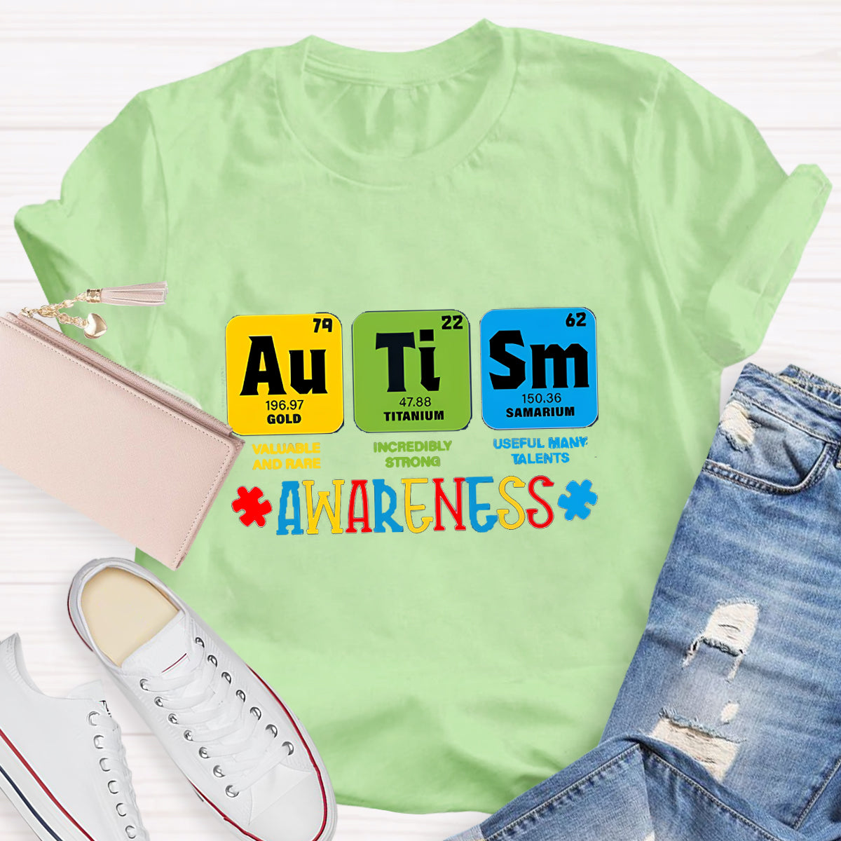 Autism Awareness Chemical Elements Teacher T-Shirt
