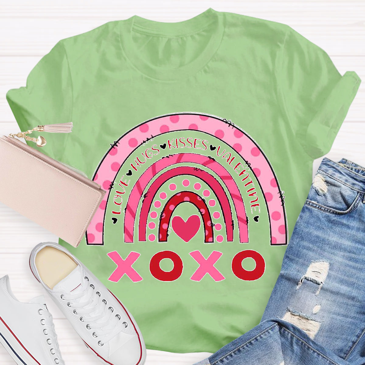 Love Hugs Kisses Valentines Teacher T-Shirt