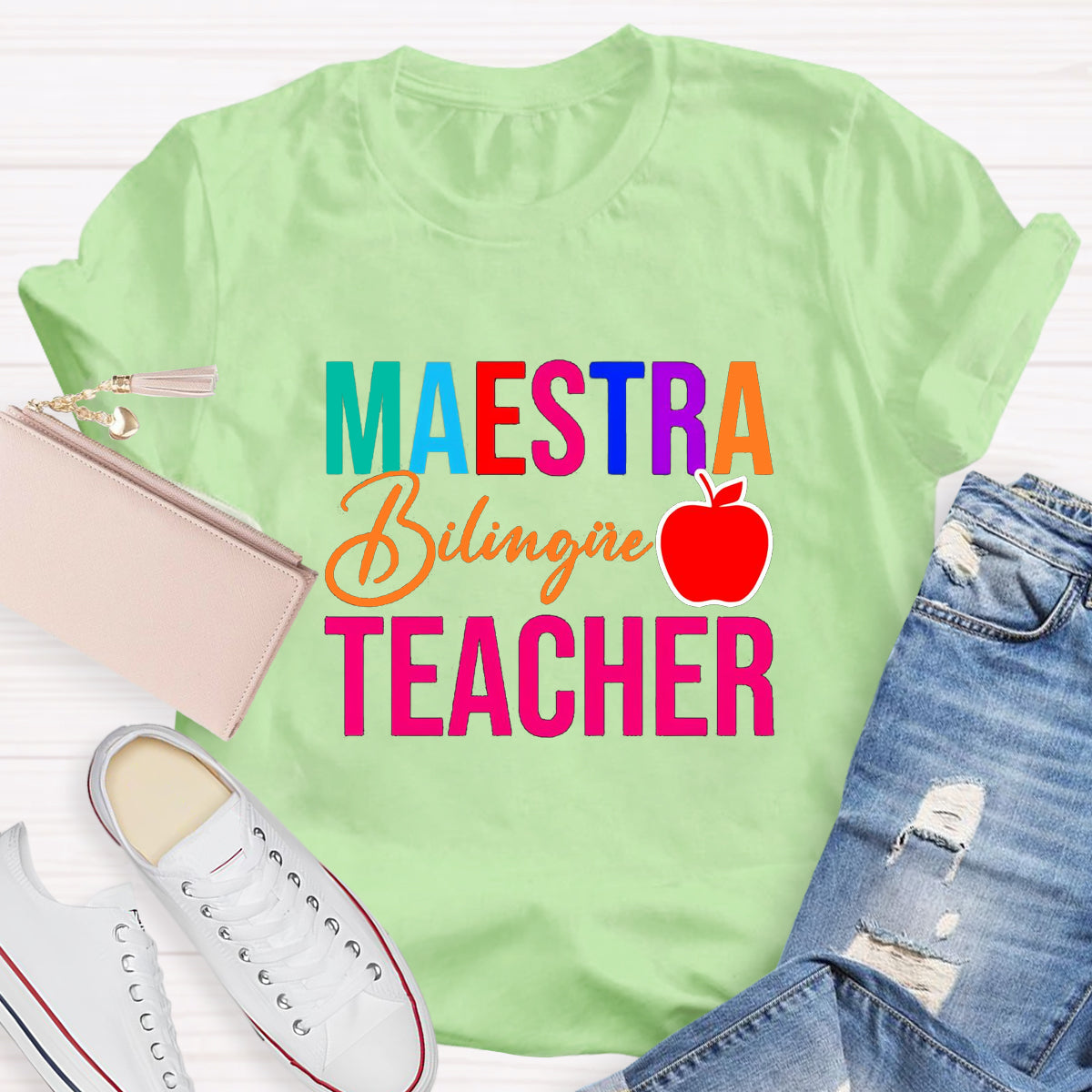 Maestra Bilingual Teacher With Apple T-Shirt
