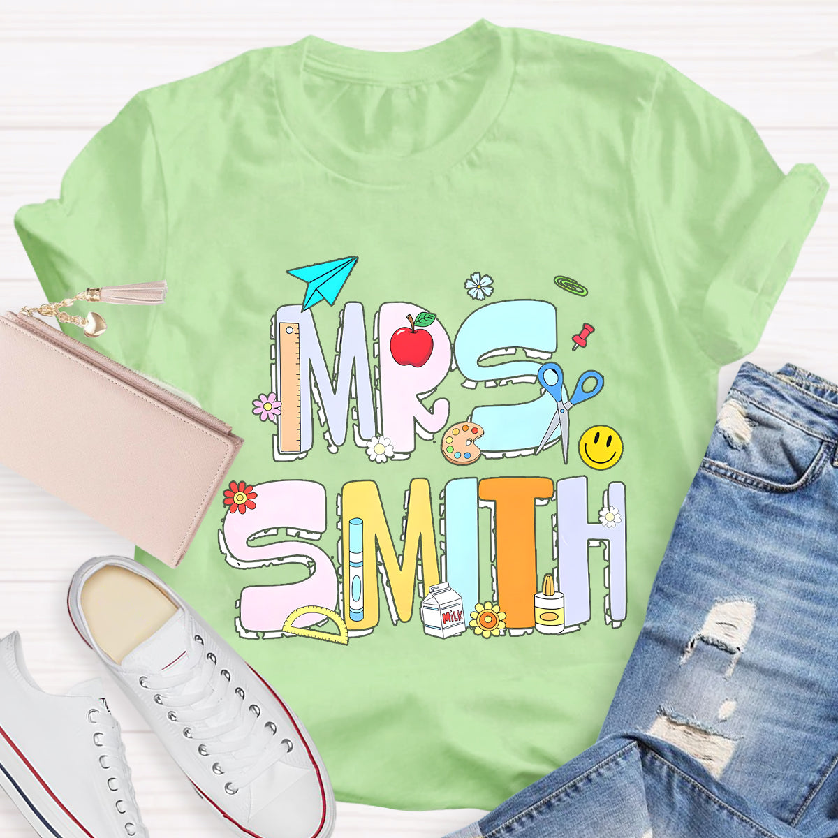 Personalized Name Beautiful Teacher Tools T-Shirt