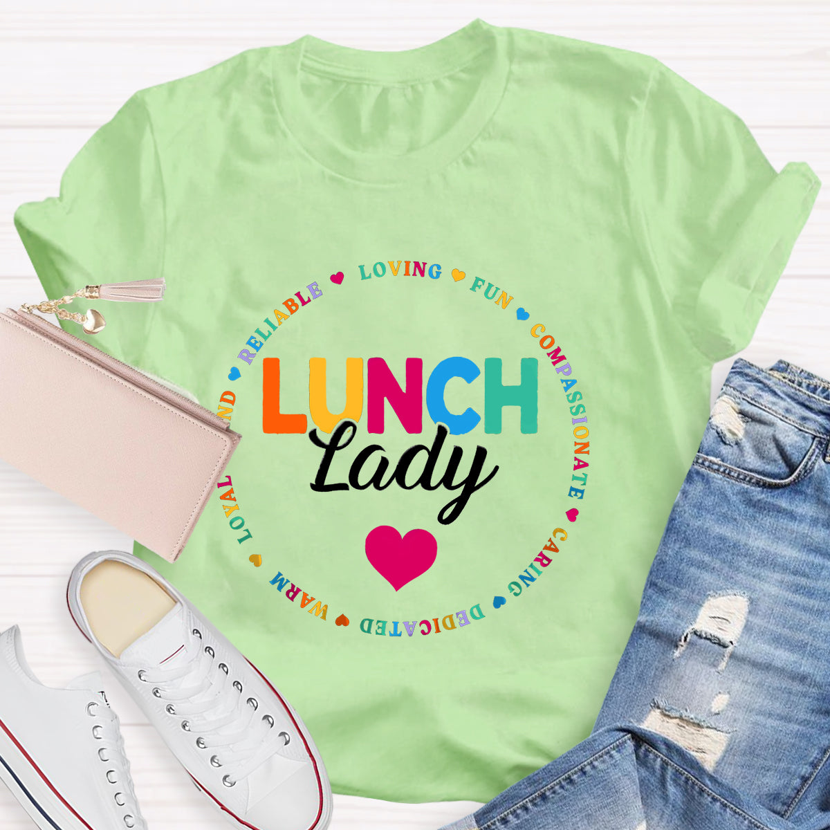 Lunch Lady Warm Heart Teacher T-Shirt