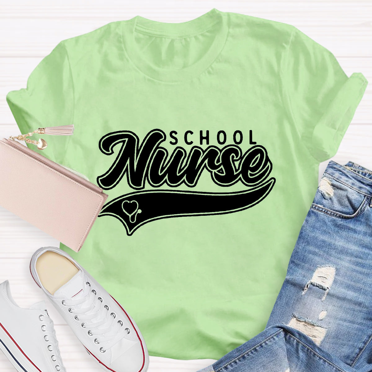 School Nurse Letter Printed T-Shirt