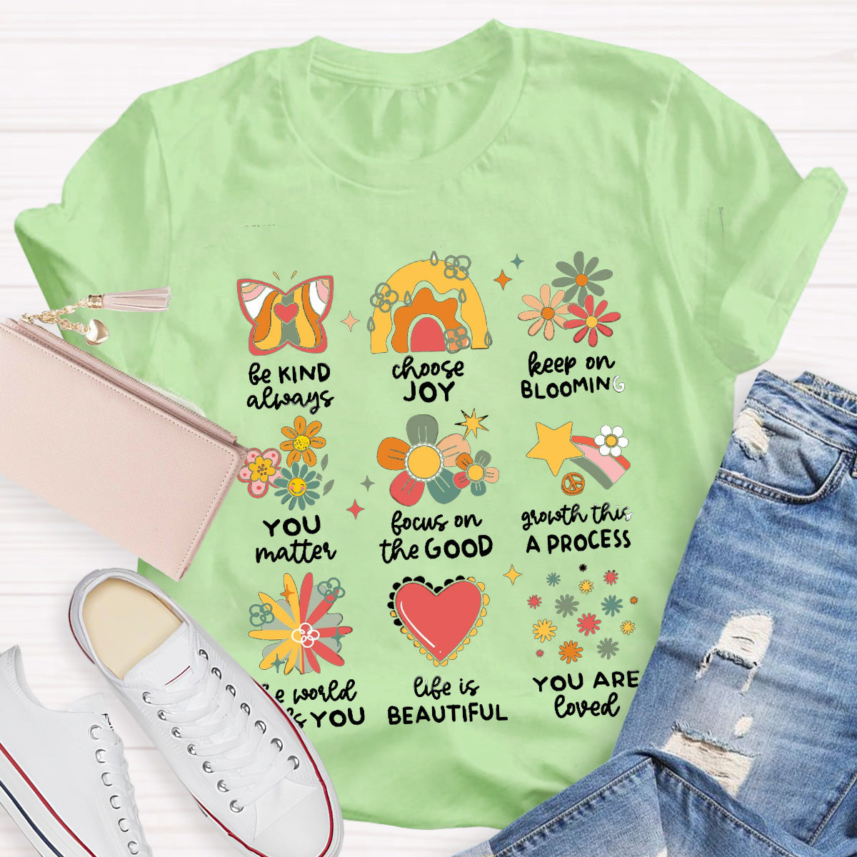 Life Is Beautiful Star Choose Joy Teacher T-Shirt
