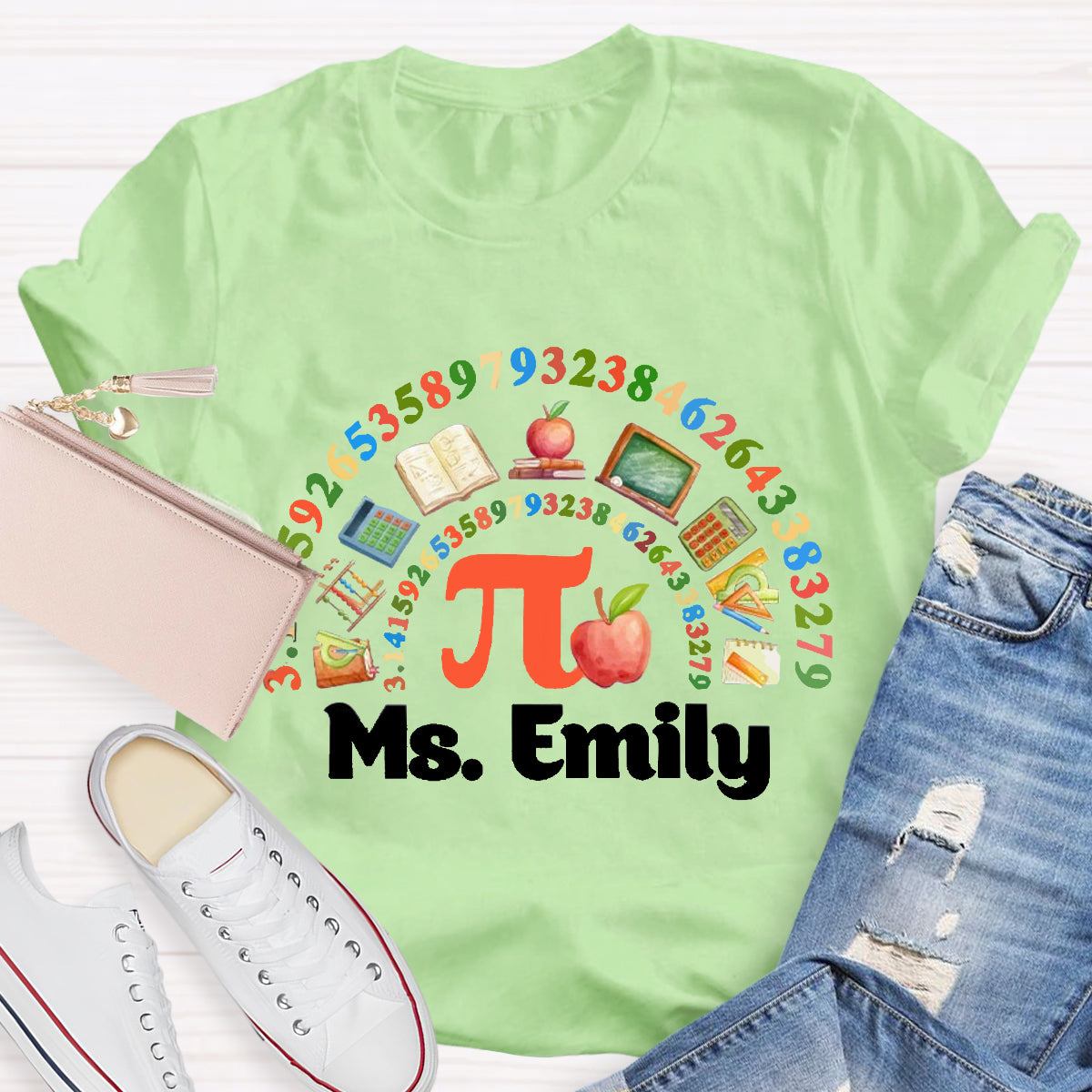 Personalized Math Teacher Name Happy Pi Day T-Shirt