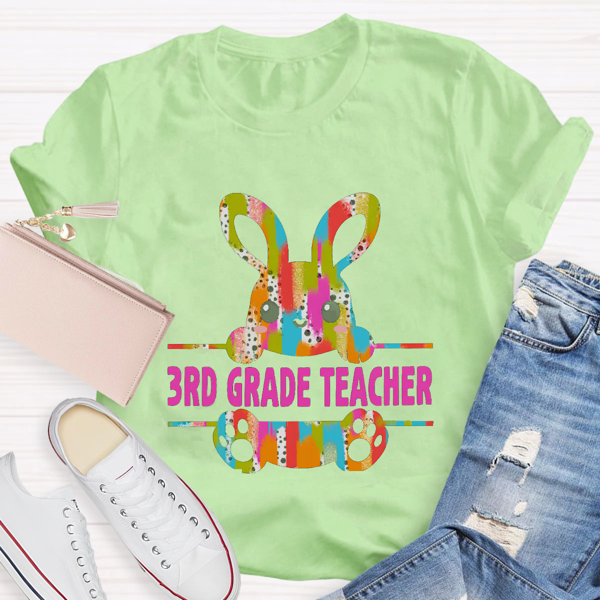 Personalized Grade Easter Bunny Teacher T-Shirt