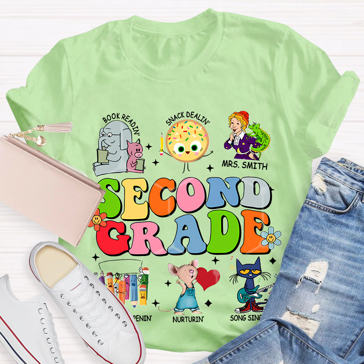 Personalized Grade And Name Children's Books T-Shirt